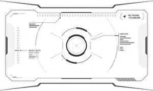 VR HUD digital futuristic interface cyberpunk screen design on white background