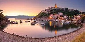 Vrbnik, Croatia. Cityscape image of iconic village of Vrbnik, Croatia located on Krk Island at summer sunrise