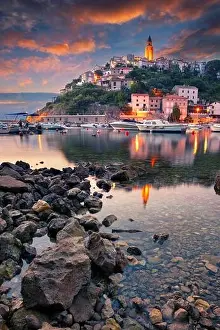 Vrbnik, Croatia. Cityscape image of iconic village of Vrbnik, Croatia located on Krk Island at summer sunrise