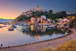Vrbnik, Croatia. Cityscape image of iconic village of Vrbnik, Croatia located on Krk Island at summer sunrise
