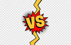 Duel Prints: VS. Versus letter logo. Battle vs match, game