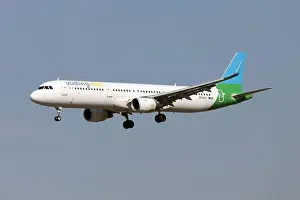 Airbus Prints: A Vueling AIRBUS 321 in basic Level livery landing at Rome Fiumicino airport