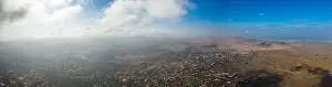 Lajares Prints: Vulcan Fuerteventura Calderon Hondo and volcanic mountain. Drone Shot Canary Island, Spain