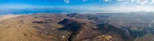 Vulcan Fuerteventura Calderon Hondo and volcanic mountain. Drone Shot Canary Island, Spain