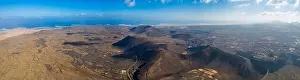 Magma Prints: Vulcan Fuerteventura Calderon Hondo and volcanic mountain. Drone Shot Canary Island, Spain