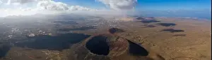 Magma Prints: Vulcan Fuerteventura Calderon Hondo and volcanic mountain. Drone Shot Canary Island, Spain