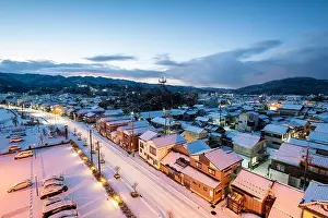 Wajima, Ishikawa, Japan town skyline in winter at twilight