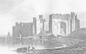Entertaining Prints: WALES. Caernarvon Castle, Caernarvonshire. DUGDALE 1845 old antique print