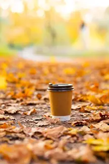 Coffee Cup Prints: Walk with a cup of hot cocoa in the autumn park