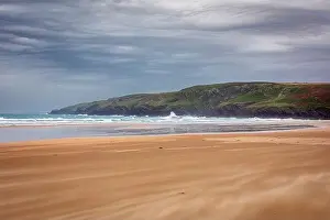 September Prints: Walking the sandy beaches of Freshwater west on the Pembrokeshire coast Wales with Storm Agnes brewing