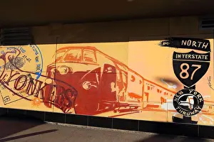 Yonkers Prints: Wall mural Cross County Center outdoor shopping mall Yonkers NY