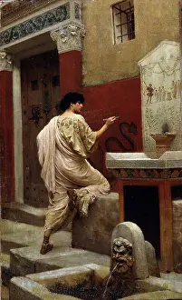 Academic Art Prints: At a Wall. Pompeii. Artist: Bakalowicz, Stepan Vladislavovich (1857-1947)