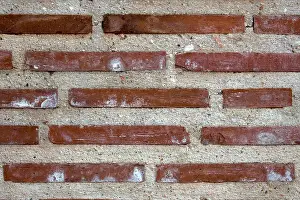 Bricks Prints: Wall reddish bricks and concrete