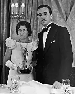 Walt Disney with his wife, Lillian Bounds after the Oscars prize-giving, 1932