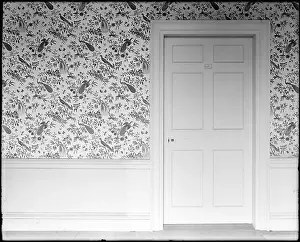 Governor Prints: Waltham, interior detail, wallpaper in peacock design