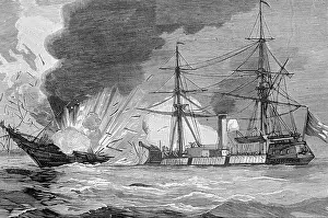 Bolivia Prints: War Chile - Bolivia, naval battle of Iquique