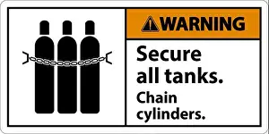 White Vector Vectors Prints: Warning Sign Secure All Tanks, Chain Cylinders