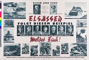Wartime administrative poster directs Alsace residents to complete registration forms for the German Wehrmacht through