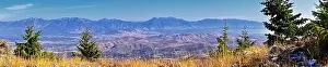 Wasatch Front Rocky Mountain landscapes from Oquirrh range looking at Utah Lake during fall
