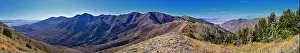 Wasatch Front Rocky Mountain landscapes from Oquirrh range looking at Utah Lake during fall