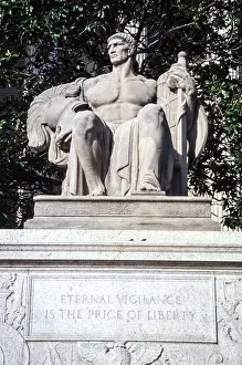 Guardian Prints: Washington DC. Eternal Vigilance is the Price of Liberty Statue outside the National Archives