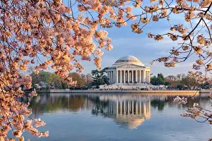 Washington, DC at the Tidal Basin and Jefferson Memorial during spring