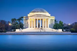 Sakura Prints: Washington DC, USA on the Tidal Basin with Jefferson Memorial at night