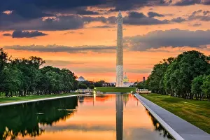 Washington Monument on the Reflecting Pool in Washington, DC