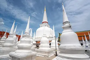 Thai Art Prints: Wat Phra Mahathat Woramahawihan with nice sky at Nakhon Si Thammarat in Thailand