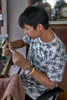 Watches Prints: Watch maker in his workshop. Watch repair