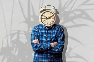 Rush Hour Prints: watches clock instead of human head, work time concept, creative idea