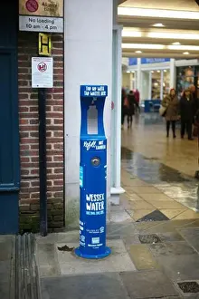 Water dispenser from Wessex Water. Encouraging people to refill containers and not use single-use containers