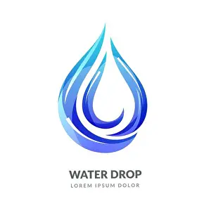 Droplet Prints: Water drop shape, blue gradient icon isolated on white background