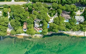 Shelter Island Prints: Water front homes on Gardiners Bay Drive in Shelter Island, NY