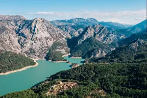 Antalya Prints: Water reservoir landscape with mountains