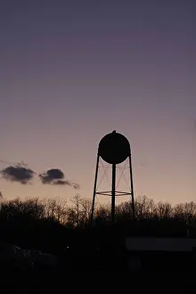High Top Prints: water tower watertower silhouette sunset sunrise clouds trees vertical