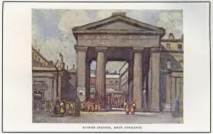 Illustrate Prints: watercolour of Euston Railway Station, London, circa 1926