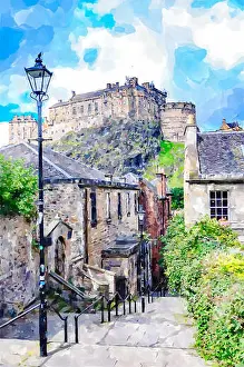 Inspiring Prints: Watercolour painting looking up at The Royal Palace and the Half Moon Battery