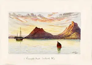 Ecological Prints: Watercolour of Whangarei Heads, Auckland, North Island;, published 1892