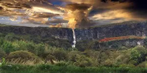 Lies Prints: Waterfall Devil's Chimney, tallest waterfall in Ireland, Co. Sligo