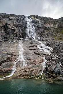Breathtaking Views Prints: Waterfall near the Eqi glacier, Ilulissat, Western Greenland, Denmark, Polar Regions