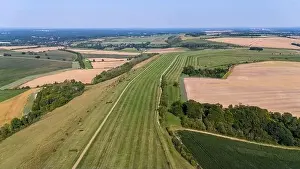 Bright Eyes Prints: Watership Down in Hampshire Aerial View in Summer Sunshine