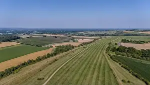 Bright Eyes Prints: Watership Down in Hampshire Aerial View in Summer Sunshine