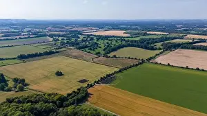 Bright Eyes Prints: Watership Down in Hampshire Aerial View in Summer Sunshine
