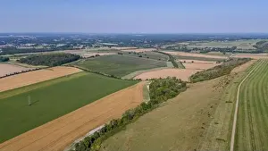Bright Eyes Prints: Watership Down in Hampshire Aerial View in Summer Sunshine