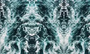Light Night Prints: wave smashing foam spray sea water waves background white blue