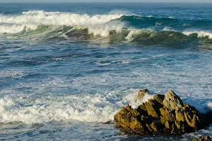 Monterey Prints: Waves breaking over rocks on Asilomar beach, Pacific Grove California