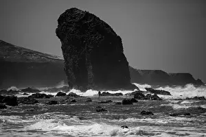 White Water Prints: Waves crashing on Roque Del Moro, Playa de Cofete, Fuerteventura, Spain