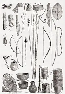 Ornaments Prints: Weapons, ornaments and various utensils of the natives found on the banks of the River of Gazelles