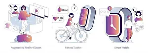 Wristband Prints: Wearable Tech set. Augmented reality glasses
